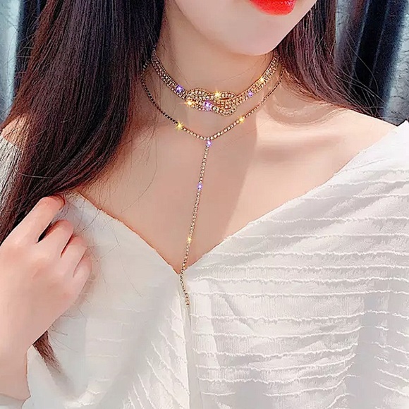 Silver Twisted Zircon Crystal Choker - Picture 4 of 5